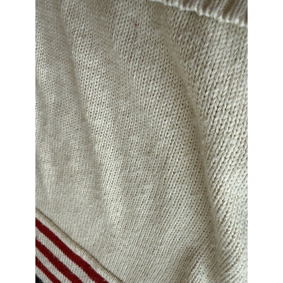 American Flag USA Made Women Knit Sweater Crewneck Cream Large Americana Classic - Picture 8 of 10